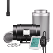 Luftfilterset R8 8″, Rohrventilator R8 mit variablem Drehzahlregler, Thermometer, Kohlefilter und Kanalkombination
