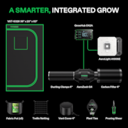 Smart Grow Tent Kit GIY-SGS-32 2x3, 2-Plant Complete System, with WiFi E42A Controller, 100W AeroLight SE LED Grow Light, and 4-inch AeroZesh G4 Ventilation Combo