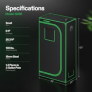 Grow Tent 2x3 S326, 1-2 Plants Use, 600D Light-proof Oxford, 20″ x 36″ x 63″, For Indoor Plants Growing