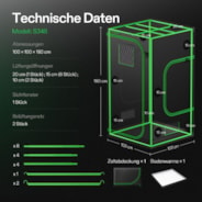 Growbox S346 100 x 100 x 180 cm Indoor Grow Tent 1680D Oxford-Gewebe Hochreflektierendes Mylar und stabile Metallstangen