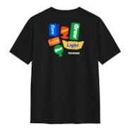 100% Cotton T-shirt L, Black Crew Neck Tee with Front Logo & Plant-Inspired Back Graphic