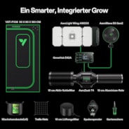 Smart Growbox Komplettset GIY-SGS-33 Pro 90 x 90 x 180 cm, Komplettsystem mit 3 Pflanzen, mit WiFi E42A Controller, 200W AeroLight Wing LED Pflanzenlampe, 10 cm AeroZesh T4 Abluftset und AeroWave E6 Gen2 Gen2 Clip Fan