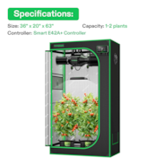 CLEARANCE | Smart Grow Tent Kit GIY-SGS-42 2x4, 2-Plant Complete System, with WiFi E42A+ Controller, 200W AeroLight Wing SE LED Grow Light, and 4-inch AeroZesh G4 Ventilation Combo