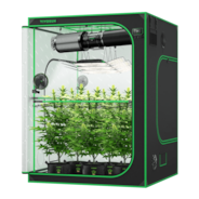 Smart Grow Tent Kit GIY-SGS-55 Pro 5x5, 6-Plant Complete System, with WiFi E42A+ Controller, 3x 200W AeroLight Wing LED Grow Light, 8-inch AeroZesh T8 Ventilation Combo, and 2x AeroWave E6 Gen2 Clip-on Fan