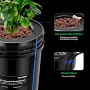 5 Gallon DWC Hydroponic System Kit (2 Bucket, Black)