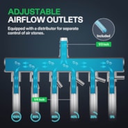 15W 317GPH Air Pump 6 Outlet 20 L/Min for Aquarium and Hydroponic Systems