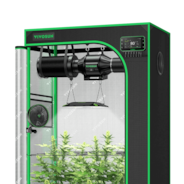 Smart Grow Tent Kit GIY-SGS-32 2x3, 2-Plant Complete System, with WiFi E42A+ Controller, 100W AeroLight LED Grow Light, 4-inch AeroZesh T4 Ventilation Combo, and AeroWave E6 Gen2 Clip-on Fan