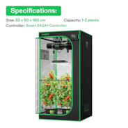 CLEARANCE | Smart Grow Tent Kit GIY-SGS-27 2.7x2.7, 2-Plant Complete System, with WiFi E42A+ Controller, 150W AeroLight SE LED Grow Light, and 4-inch AeroZesh G4 Ventilation Combo