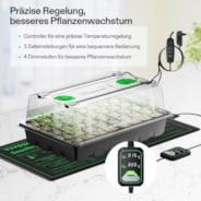 1 x 40-Zellen-Anzuchtschale mit 1 Set LED-Leuchten und 25,4 x 52,7 cm Sämling-Heizmatte