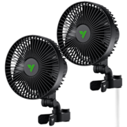 AeroWave A6 Grow Tent Clip Fan, 6" Auto Oscillating Fan with AC Motor, for Hydroponic Ventilation, Black, 2-Pack