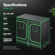 Grow Tent 4x8 S848, 8-16 Plants Use, 600D Light-proof Oxford, 48″ x 96″ x 80″, For Indoor Plants Growing