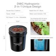 VIVOSUN 5 Gallon DWC Hydroponic System Kit (1 Bucket, Black)