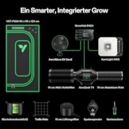 Smart Growbox Komplettset GIY-SGS-22 Pro 60 x 60 x 120 cm, Komplettsystem für 1 Pflanze, mit WiFi E42A Controller, 100W AeroLight LED Pflanzenlampe, 10 cm AeroZesh T4 Abluftset und AeroWave E6 Gen2 Gen2 Clip Fan