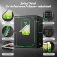 Growbox Pro P558 150 x 150 x 200 cm Indoor Grow Tent 2000D Oxford-Gewebe Hochreflektierendes Mylar und stabile Metallstangen