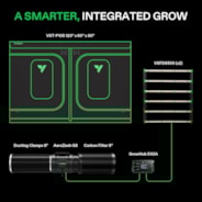 Smart Grow Tent Kit GIY-SGS-105 Pro 5x10, 12-Plant Complete System, with WiFi E42A Controller, 2x 650W VSFD6500 LED Grow Light, and 8-inch AeroZesh G8 Ventilation Combo