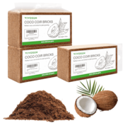 Coco Coir Brick, 1.4lbs 100% Natural Organic Compressed Coconut Coir Fiber with Low EC 3 Pack