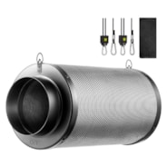 GIY 6 Inch Air Carbon Filter, 6" x 18", Black, Odor Control for Grow Tent Ventilation System, Pre-Filter Included