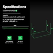 16mm Grow Tent Pole-B for 2x4  Tent 1-Piece, Only for Vivosun Grow Tents