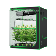 Smart Grow Tent Kit GIY-SGS-55FD 5x5, 6-Plant Complete System, with WiFi E42A+ Controller, 650W VSFD6500 LED Grow Light, and 8-inch AeroZesh T8 Ventilation Combo