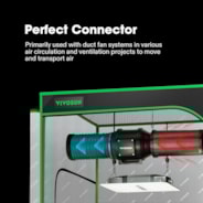 6 Inch 8 Feet Black Non-Insulated Flex Air Aluminum Ducting, w/Two 6 Inch Stainless Steel Clamps