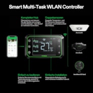 Smart Growbox Komplettset GIY-SGS-52 150 x 80 x 200 cm, Komplettsystem für 3 Pflanzen, mit WiFi E42A Controller, 200W AeroLight Wing LED Pflanzenlampe, 15 cm AeroZesh T6 Abluftset und AeroWave E6 Gen2 Gen2 Clip Fan