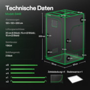 Growbox S448 120 x 120 x 200 cm Indoor Grow Tent 1680D Oxford-Gewebe Hochreflektierendes Mylar und stabile Metallstangen