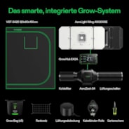 Smart Growbox Komplettset GIY-SE-42 120 x 60 x 150 cm, 2-Pflanzen Komplettsystem mit WLAN E42A Controller, 200W AeroLight Wing SE LED Pflanzenlampe und 10cm AeroZesh S4 Abluftset