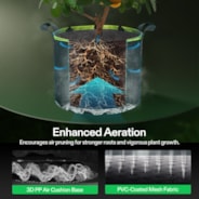 3-Pack 3-Gallon AeroBase Grow Bags, Durable Mesh Fabric Plant Container with Breathable Base and Sturdy Handles, Black