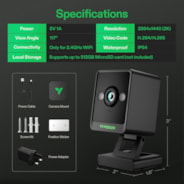 GrowCam C4, 2K QHD WiFi Smart Camera for Grow Tent & VGrow Smart Grow Box, Timelapse, Night Vision, SD Card Storage, 2-Way Audio, App Control