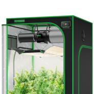 Smart Grow Tent Kit GIY-SGS-44 4x4, 4-Plant Complete System, with WiFi E42A+ Controller, 400W AeroLight Wing LED Grow Light, 6-inch AeroZesh G6 Ventilation Combo