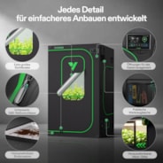 Growbox Pro P448 120 x 120 x 200 cm Indoor Grow Tent 2000D Oxford-Gewebe Hochreflektierendes Mylar und stabile Metallstangen
