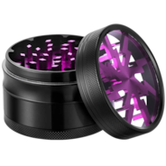 4-Piece 2.5″ Clear Top Herb Grinder, Black-Purple