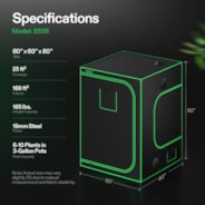 Grow Tent 5x5 S558, 6-10 Plants Use, 600D Light-proof Oxford, 60″ x 60″ x 80″, For Indoor Plants Growing