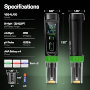 pH-mètre, testeur de pH de haute précision avec ATC, stylo de pH numérique 0,00-14,00 ± 0,01 pH, testeur de nutriments portable avec sonde interchangeable pour l'eau