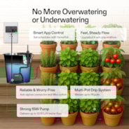 Automatic Drip Irrigation Kit for Indoor & Outdoor Plants, Smart Watering System with 16 Drip Emitters, 4mm Fast Flow, App-Controlled A10 GrowHub, Quiet 15W Pump