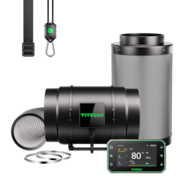 Smart Air Filtration PRO G8 Kit 8", AeroZesh G8 Inline Duct Fan w/GrowHub E42A+ Temperature Humidity WiFi-Controller, Carbon Filter & Ducting, Cooling & Ventilation for Grow Tent, Hydroponics