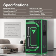 Grow Tent Pro 2x2 P224, 1-2 Plants Use, Large Front Window, 24″ x 24″ x 48″, For Indoor Plants Growing