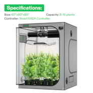 Smart Grow Tent Kit GIY-SGS-G55 5x5, 6-Plant Complete System, with WiFi E42A Controller, 400W AeroLight Wing SE LED Grow Light, and 6-inch AeroZesh G6 Ventilation Combo