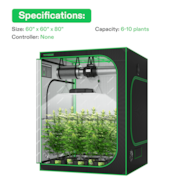 Standard Growbox Komplettset GIY-55 150 x 150 x 200 cm, Komplettsystem für 6 Pflanzen, mit 400W VS4000 LED Pflanzenlampe und 15 cm Abluftset