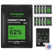 62% RH Two-Way Humidity Control Packs, Size 4 g, 10 Packs for Storing 1/2 oz, Moisture Balancer with RH Indicator Card for Food & Herb Storage