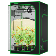 CLEARANCE | Starter Grow Tent Kit, 4 × 4ft 4-Plant System, WiFi-Controlled Grow System with Full Spectrum LED Grow Light, Automatic Ventilation, GrowHub Outlet A22 with Temperature and Humidity Sensor
