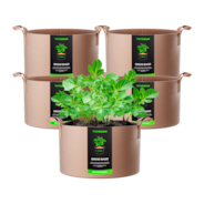 15 Gallon Grow Bags 5-Pack Brown Thickened Nonwoven Fabric Pots with Handles