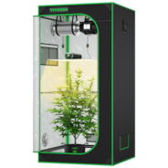 Starter Grow Tent Kit, 2.7 × 2.7ft 2-Plant System, WiFi-Controlled Grow System with Full Spectrum LED Grow Light, Automatic Ventilation, GrowHub Outlet A22 with Temperature and Humidity Sensor