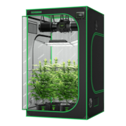 Smart Growbox Komplettset GIY-SE-44 120 x 120 x 200 cm, 4-Pflanzen Komplettsystem mit WLAN-E42A-Controller, 2x 200W AeroLight Wing SE LED Pflanzenlampe und 15cm AeroZesh S6 Abluftset