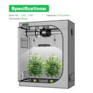 Standard Grow Tent Kit GIY-G42 2x4, 2-Plant Complete System, with 200W VS2000 LED Grow Light, and 4-inch Ventilation Combo