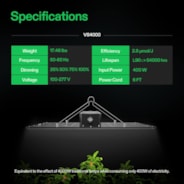 VS4000 Full Spectrum LED Grow Light Board 400W, High PPFD & Low Heat, 4 x 4 Ft. Coverage
