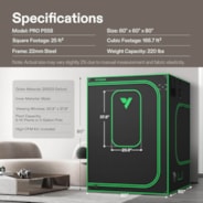 Smart Grow Tent Kit GIY-SGS-55FD 5x5, 6-Plant Complete System, with WiFi E42A+ Controller, 650W VSFD6500 LED Grow Light, and 8-inch AeroZesh T8 Ventilation Combo