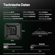 AeroLight A150SE Vollspektrum LED Pflanzenlampe 150W, mit Integriertem Zirkulationsventilator, Kompatibel mit App, 120 x 60 cm Abdeckfläche