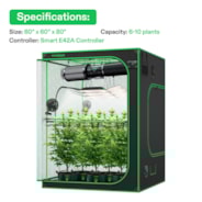 Smart Grow Tent Kit GIY-SGS-55 Pro 5x5, 6-Plant Complete System, with WiFi E42A Controller, 3x 200W AeroLight Wing LED Grow Light, 8-inch AeroZesh T8 Ventilation Combo, and 2x AeroWave E6 Gen2 Clip-on Fan