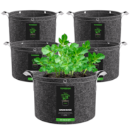 7 Gallon Grow Bags 5-Pack Black Thickened Nonwoven Fabric Pots with Handles, Multi-Purpose Rings